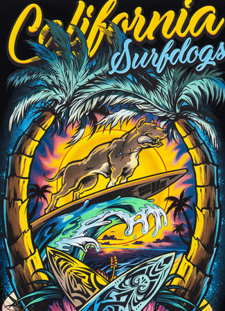 T-shirt PIT BULL SURF DOG czarny