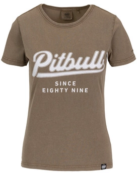 T-shirt damski PIT BULL Denim Washed ANGEL LOGO brązowy (coyote brown)