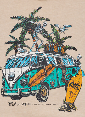 T-shirt PIT BULL Denim Washed RAW EDGE OPEN BEACH jasny beż (ultra light sand)
