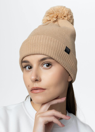 Czapka zimowa PIT BULL BUBBLE SMALL LOGO beżowa