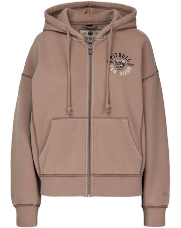 Damska bluza PIT BULL Washed LOVIA SKULL SURF WMN chocolate mousse rozpinana