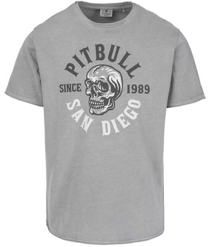 T-shirt PIT BULL T-shirt PIT BULL Denim Washed RAW EDGE SKULL LOGO grey