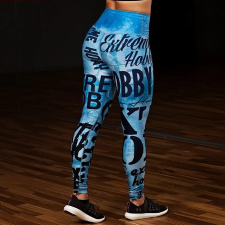 Legginsy sportowe damskie EXTREME HOBBY LETTERS błękitny