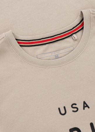 T-shirt PIT BULL USA CAL 190 spandex beżowy (greyish sand)