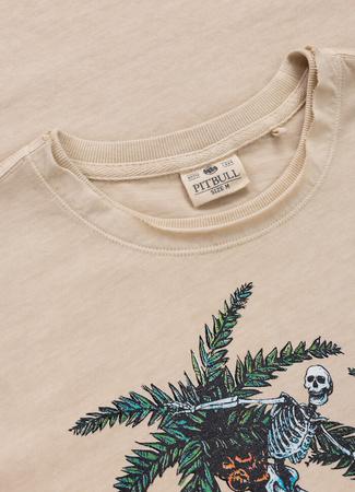 T-shirt PIT BULL Denim Washed RAW EDGE OPEN BEACH jasny beż (ultra light sand)