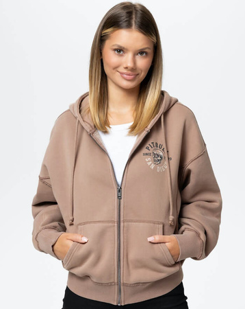 Damska bluza PIT BULL Washed LOVIA SKULL SURF WMN chocolate mousse rozpinana