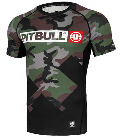 Rashguard PIT BULL CROSS CAMO woodland camo krótki rękaw