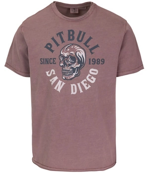T-shirt PIT BULL T-shirt PIT BULL Denim Washed RAW EDGE SKULL LOGO dusty burgundy
