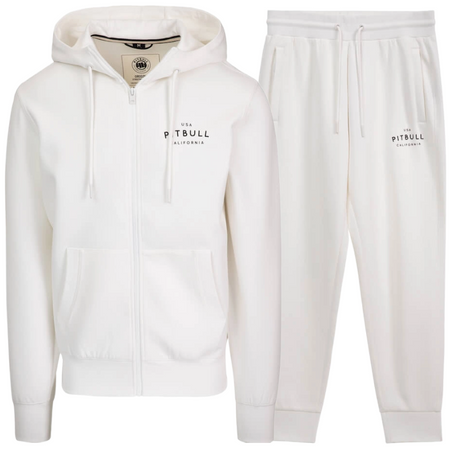 Komplet dresowy PIT BULL SAMPSON rozpinany biały (off white) 