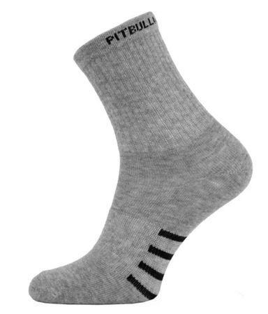 Długie skarpetki PIT BULL HIGH ANKLE THIN szare cienkie - 3 pary