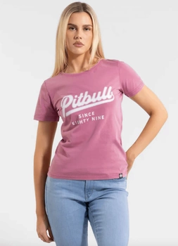 T-shirt damski PIT BULL Denim Washed ANGEL LOGO różowy
