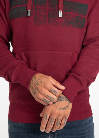 Bluza PIT BULL CLASSIC LOGO bordowa kaptur