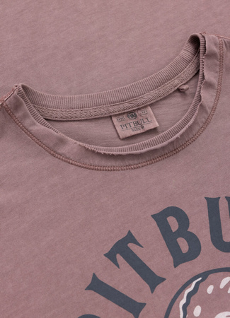 T-shirt PIT BULL T-shirt PIT BULL Denim Washed RAW EDGE SKULL LOGO dusty burgundy