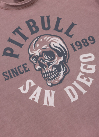 T-shirt PIT BULL T-shirt PIT BULL Denim Washed RAW EDGE SKULL LOGO dusty burgundy