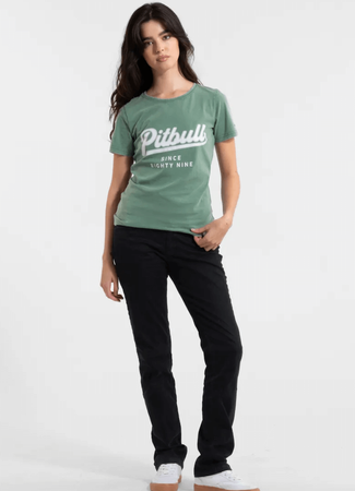 T-shirt damski PIT BULL Denim Washed ANGEL LOGO green