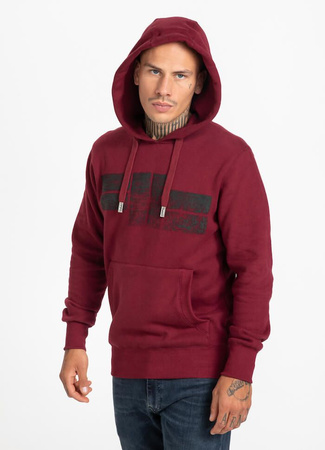 Bluza PIT BULL CLASSIC LOGO bordowa kaptur
