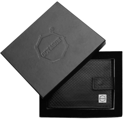 SKÓRZANY portfel OCTAGON Kevlar Horizontal czarny