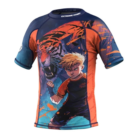 Short sleeve rashguard kids  EXTREME HOBBY TIGER pomarańczowy