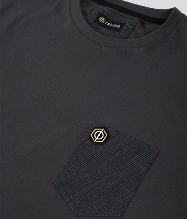 T-shirt ENCLAVA CHECK POCKET grafitowy