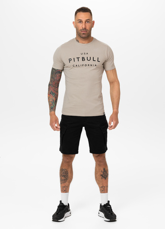 T-shirt PIT BULL USA CAL 190 spandex beżowy (greyish sand)