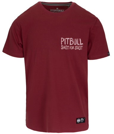 T-shirt PIT BULL SHOT FOR SHOT bordowa