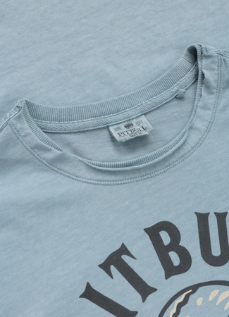 T-shirt PIT BULL T-shirt PIT BULL Denim Washed RAW EDGE SKULL LOGO blue