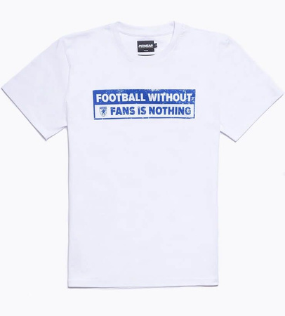 T-shirt PGWEAR NO FANS - NO FOOTBALL biało-niebieska