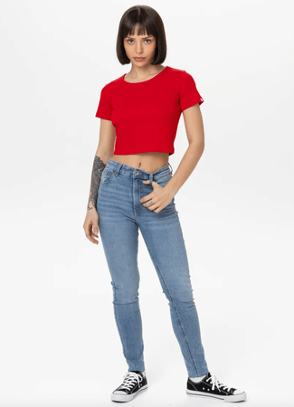 T-shirt damski PIT BULL Rib CROPPED WMN czerwony