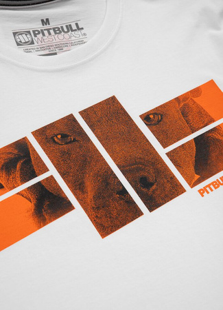 T-shirt PIT BULL ORANGE LOGO biały