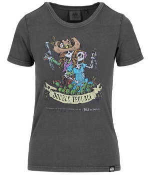 T-shirt damski PIT BULL Middle Washed DOUBLETROUBLE WMN grafitowy
