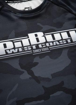 Rashguard PIT BULL ALL BLACK CAMO BOXING krótki rękaw