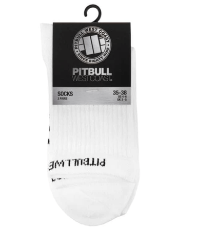 Długie skarpetki PIT BULL HIGH ANKLE THIN białe cienkie - 3 pary