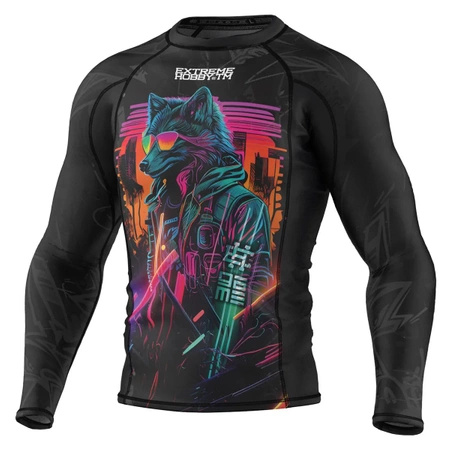 Longsleeve rashguard EXTREME HOBBY CYBER ANIMALS black wolf