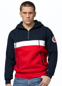 Bluza PIT BULL GIBSON granatowo/czerwona kaptur