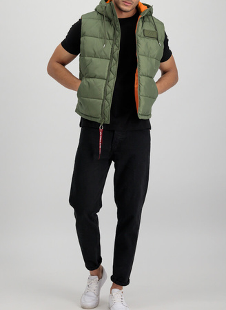 Bezrękawnik ALPHA INDUSTRIES HOODED PUFFER VEST FD oliwkowa (sage green) 118110 01