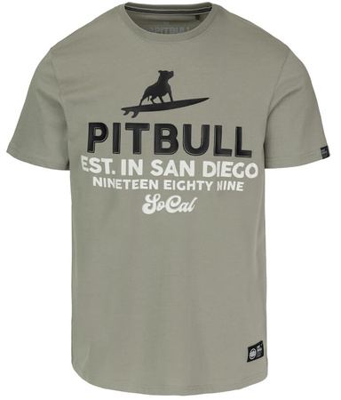 T-shirt PIT BULL SURFING DOG dusty salvia
