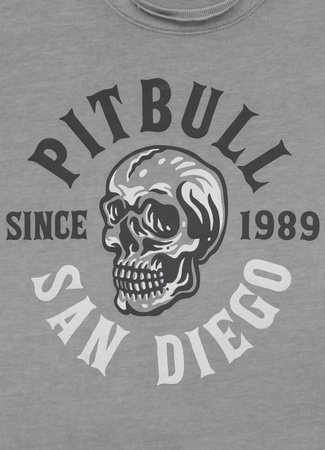 T-shirt PIT BULL T-shirt PIT BULL Denim Washed RAW EDGE SKULL LOGO grey