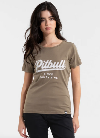 T-shirt damski PIT BULL Denim Washed ANGEL LOGO brązowy (coyote brown)