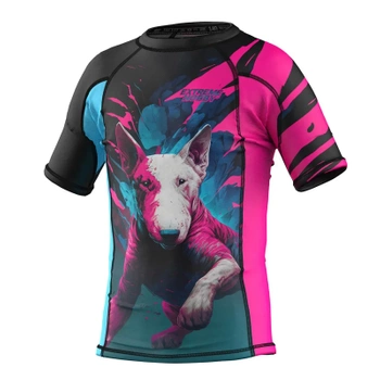 Short sleeve rashguard kids  EXTREME HOBBY VIVID BULTERIER różowy