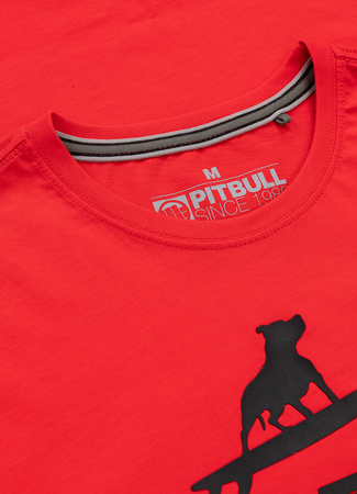 T-shirt PIT BULL SURFING DOG czerwony (fluo red)