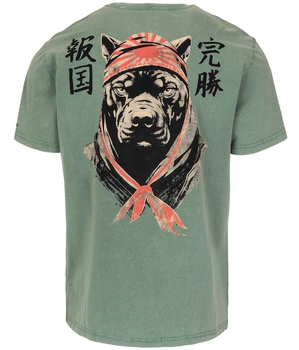 T-shirt PIT BULL Denim Washed BRAVERY oliwkowy (green)