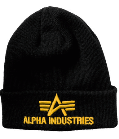 Czapka zimowa ALPHA INDUSTRIES 3D czarno-złota 168910 583