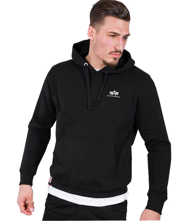 Bluza ALPHA INDUSTRIES SMALL LOGO czarna kaptur 196318 03