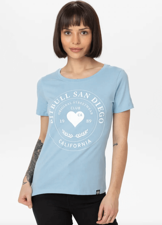 T-shirt damski PIT BULL HEARTIE WMN błękitny (light blue)
