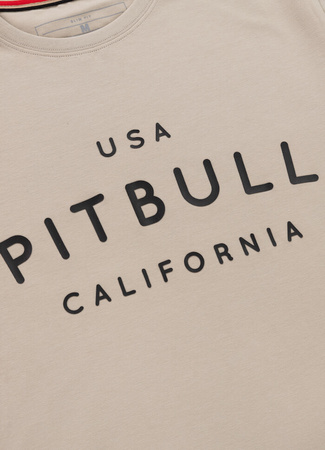 T-shirt PIT BULL USA CAL 190 spandex beżowy (greyish sand)