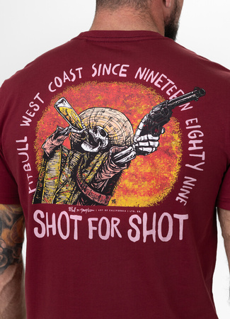 T-shirt PIT BULL SHOT FOR SHOT bordowa