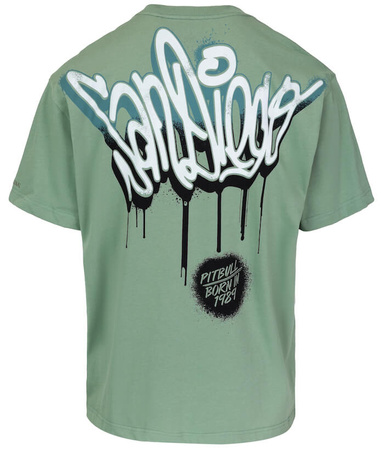 T-shirt PIT BULL Loose Fit GRAFFITI washed green