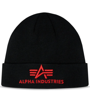 Czapka zimowa ALPHA INDUSTRIES 3D czarno-czerwona 168910 94