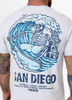T-shirt PIT BULL SKULL SURF white blue