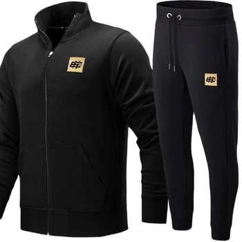 Komplet dresowy EXTREME HOBBY jogger LOGO czarny stójka